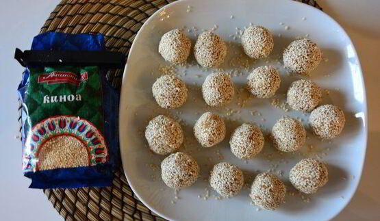 конфеты из киноа с арахисовой пастой