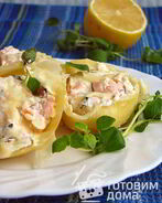 Ракушки с лососем и сырным кремом