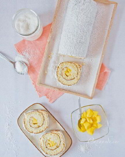 Рецепт рулета с манго и кокосовым кремом