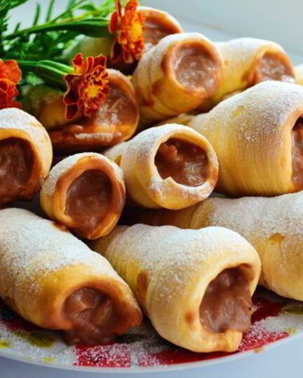 Рецепт слоеных трубочек с заварным шоколадно-яблочным кремом