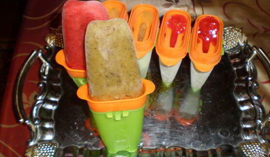 фруктовое мороженое из клубники и киви