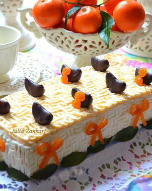 Тирамису с мандариново-сливочным муссом и шоколадом