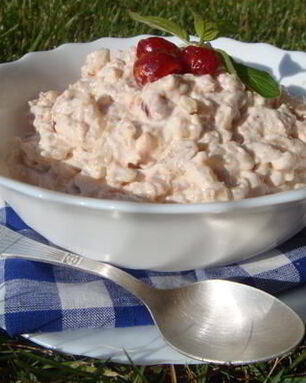 Ванильный рисовый пудинг с вишнями