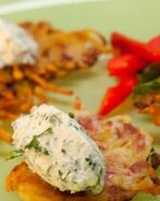 Драники с колбасой и сырной пастой