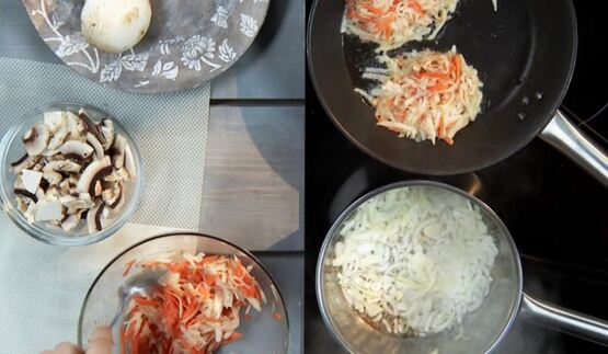 картофельно-морковные драники с грибным соусом