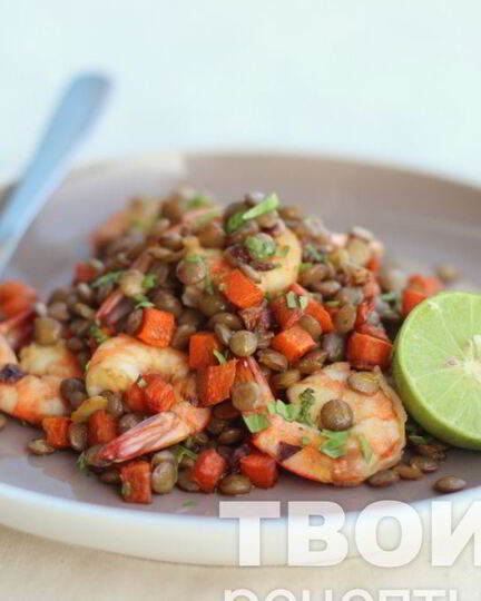 Рецепт чечевицы с креветками