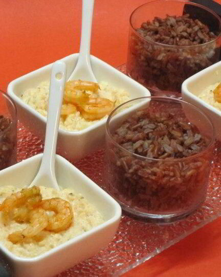 Рецепт красного риса с креветочным кремом