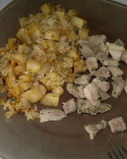 Рецепт риса с корнем сельдерея и свинина с травами