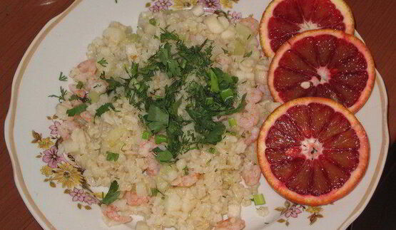 рис с креветками и грушей