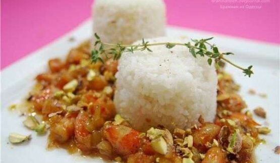 рис с креветками и медом