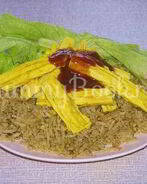 Рис зеленый с золотистой спаржей