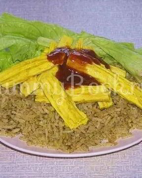 Рис зеленый с золотистой спаржей