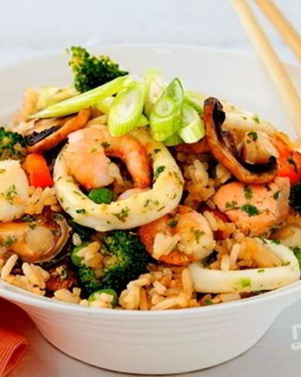 Рецепт жареного риса с морепродуктами