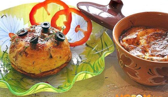 грибы с овощами в горшочках