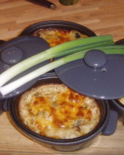 Рецепт грибов с пореем, запеченные под сливочным соусом