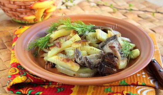 вешенки жареные с картошкой