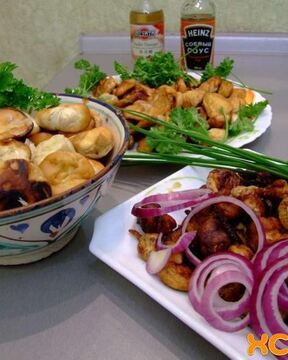 Жареные грибы дождевики