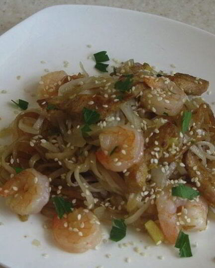 Рецепт лапши по-сингапурски с креветками