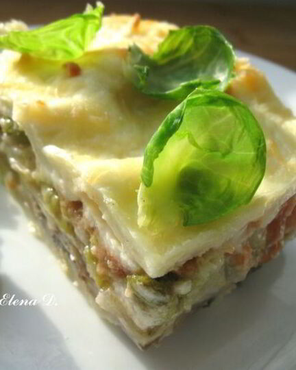 Рецепт лазаний с брокколи, брюссельской капустой и грибами для гарфилда