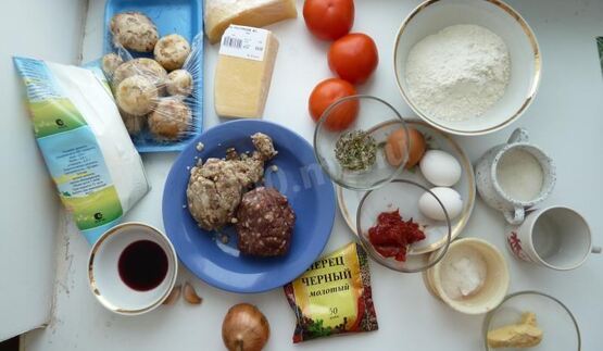 лазанья с фаршем и грибами