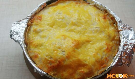 лазанья с курицей и шампиньонами