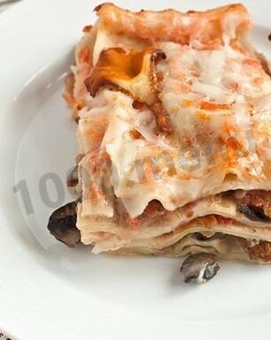 Лазанья с сыром и грибами