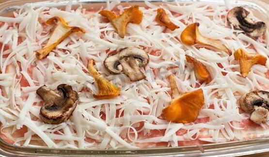 лазанья с сыром и грибами