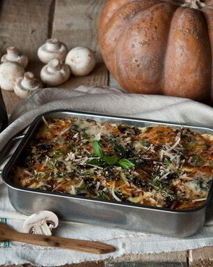 Лазанья с тыквой и грибами