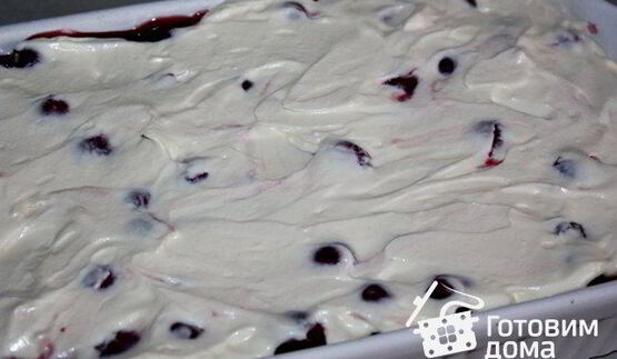 творожно-вишневый десерт лазанья