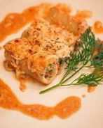 Каннеллони начиненные куриным фаршем