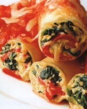 Каннеллони со шпинатом и моцареллой