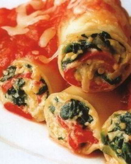 Рецепт каннеллонь со шпинатом и моцареллой