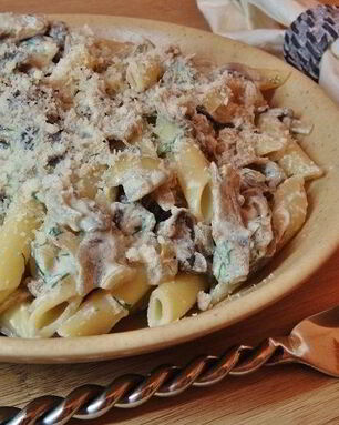 Макароны с опятами