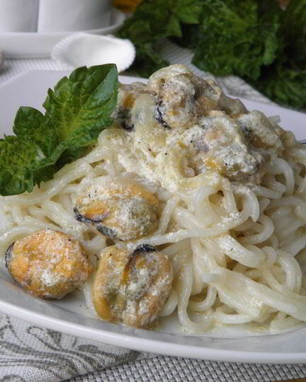 Рецепт пасты с мидиями в сливочном соусе