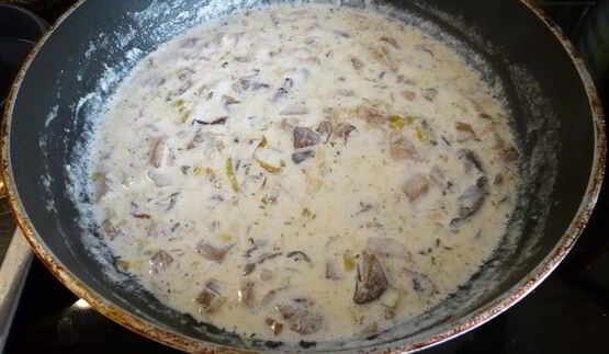 паста с вешенками и сыром дор блю