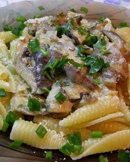 Рецепт пасты с вешенками в сливочном соусе