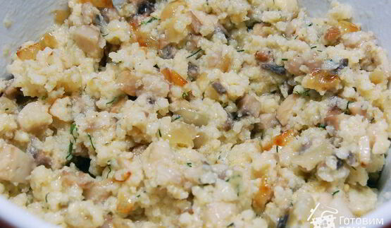 ракушки, фаршированные пшенной кашей и грибами