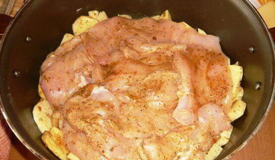 картошка по-французски с курицей