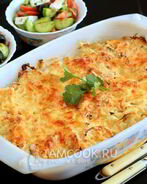 Мясо по-французски с курицей и картошкой