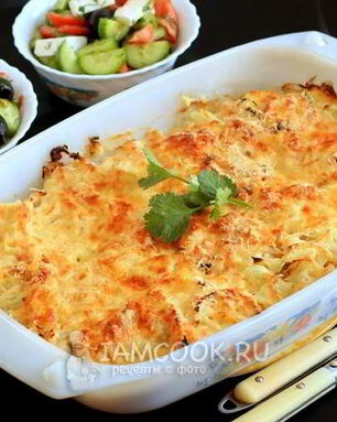 Мясо по-французски с курицей и картошкой