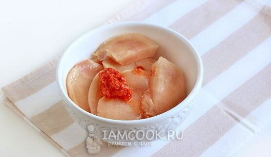 мясо по-французски с курицей и картошкой