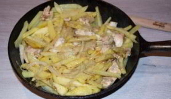 мясо по-французски в сковороде