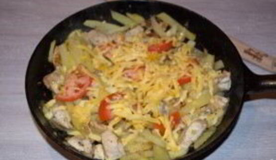 мясо по-французски в сковороде