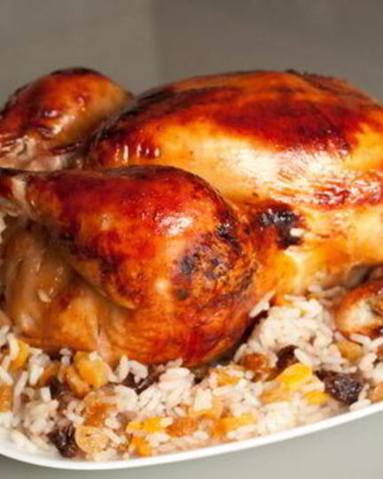 Рецепт курицы, фаршированной рисом и сухофруктами