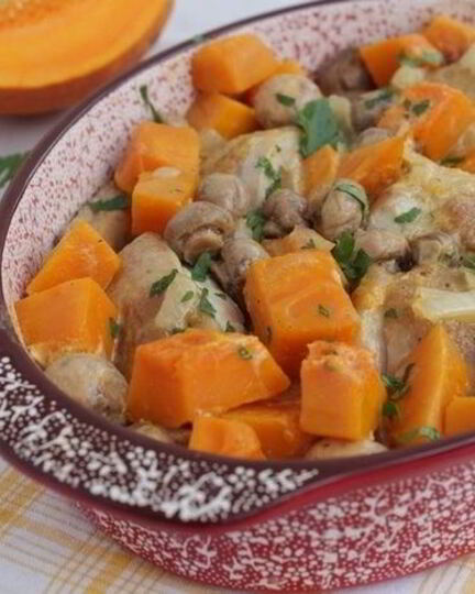 Рецепт курицы с тыквой в сливках