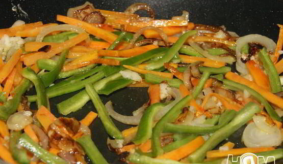 мясо в кляре с овощами