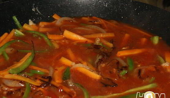 мясо в кляре с овощами