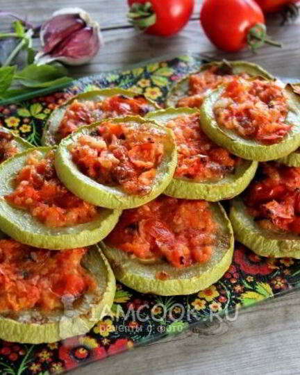 Рецепт кабачков с помидорами и чесноком в духовке