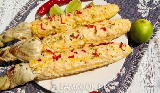 печеная на углях кукуруза с сыром