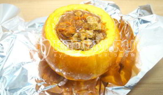 тыква с мясом в духовке